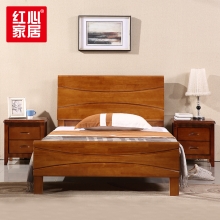 【红心家居】实木床1.5米简约中式床小户型双人床 1.5米床+床头柜