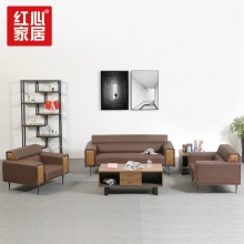 【红心家居】休闲沙发茶几组合套装简约现代三人位皮艺沙发 1+1+3+长茶几